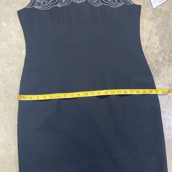 Positive Attitude Dress Womens 14 Black Sleeveless Beaded Embellished Sheer Top - Picture 4 of 11